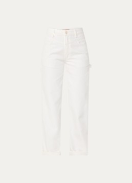 JOSH V Dames Mose high waist straight leg jeans met gekleurde wassing in de kleur Gebroken wit