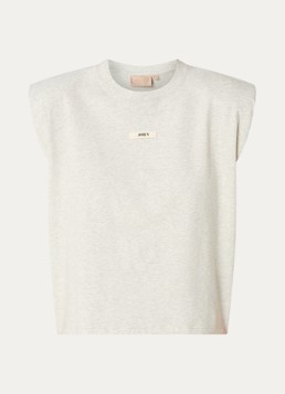 JOSH V Dames Sue T-shirt met schoudervulling en logo in de kleur Grijs