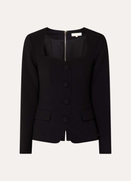 JOSH V Dames Lise top met schoudervulling en sierknopen in de kleur Zwart