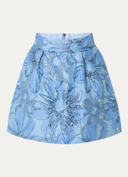 JOSH V Dames Marleen mini A-lijn rok met jacquard dessin in de kleur Blauw