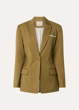 JOSH V Dames Kanan getailleerde blazer met schoudervulling in de kleur Mosgroen