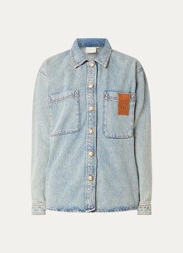 JOSH V Dames Mylessa blouse van denim met logo in de kleur Indigo