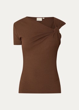 JOSH V Dames Vina top met geknoopt detail in de kleur Bruin