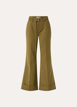 JOSH V Dames Korien high waist flared fit pantalon met ceintuur in de kleur Mosgroen