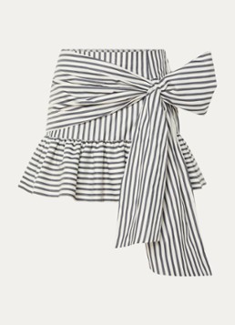 JOSH V Dames Hollis minirok met streepprint en strikdetail in de kleur Donkerblauw