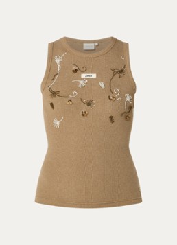 JOSH V Dames Calix tanktop met pailletten en kralendecoratie in de kleur Camel