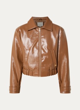 JOSH V Dames Peaden bomberjack van imitatieleer met glanzende finish in de kleur Cognac