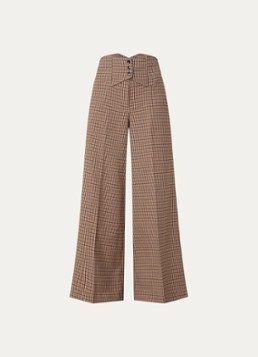 JOSH V Dames Petra high waist wide fit pantalon met steekzakken in de kleur Bruin
