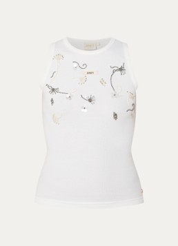 JOSH V Dames Calix tanktop met pailletten en kralendecoratie in de kleur Gebroken wit