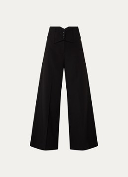 JOSH V Dames Petra high waist wide fit pantalon met persplooi in de kleur Zwart