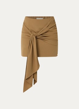 JOSH V Dames Zayden mini rok met geknoopt detail in de kleur Camel