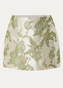 JOSH V Dames Elsa mini broekrok met borduring en metallic finish in de kleur Creme