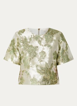 JOSH V Dames Charisma top met schoudervulling en metallic finish in de kleur Beige