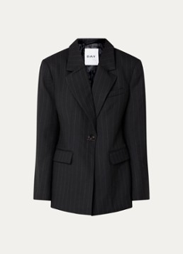 Day Birger et Mikkelsen Dames Bono blazer in wolblend met streepprint en klepzakken in de kleur Zwart, maat: 36