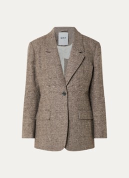 Day Birger et Mikkelsen Dames Wales blazer met split en ruitdessin in de kleur Lichtbruin, maat: 40