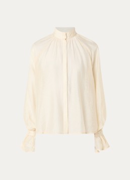 Day Birger et Mikkelsen Dames Wayo semi-transparante blouse in linnenblend met ballonmouw in de kleur Creme, maat: 40