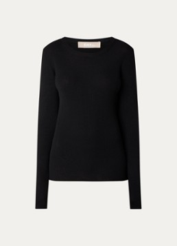Day Birger et Mikkelsen Dames Mariana longsleeve van merinowol met ribstructuur in de kleur Zwart, maat: XL