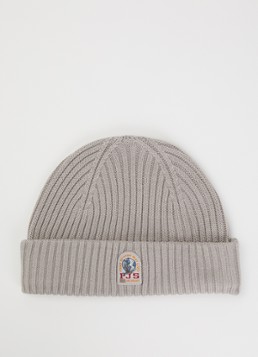 Parajumpers Meisjes Matio ribgebreide muts in merino wolblend met logo in de kleur Grijs, maat: S/M