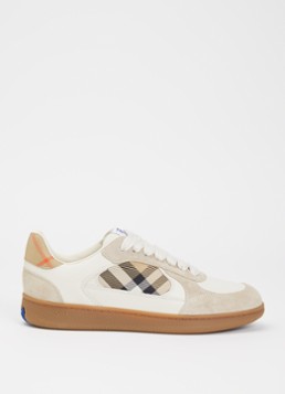 Burberry Dames Sneaker van kalfsleer met kalfssuède details in de kleur Beige, maat: 37