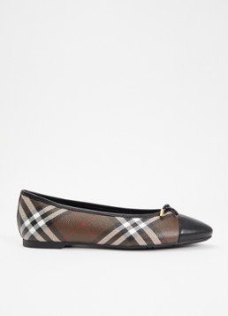 Burberry Dames Highgate ballerina met ruitdessin en details van lamsleer in de kleur Multicolor, maat: 36