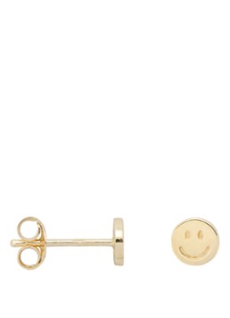 Anna + Nina Dames Smiley enkel oorknopje verguld