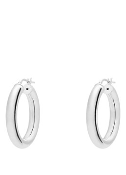 Anna + Nina Dames Thick Plain L oorringen van zilver in de kleur Zilver, maat: 1 size