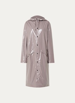 Rains Dames Regenjas met capuchon en klepzakken in de kleur Metallic, maat: L