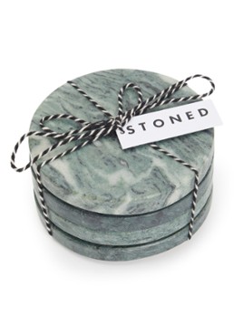 Stoned Marmer onderzetter 11 cm set van 4 Groen - Deal