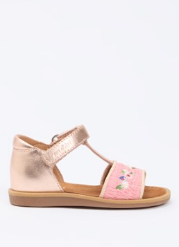 Pom d'Api Meisjes Poppy Air Natur sandaal van leer met metallic finish in de kleur Oudroze, maat: 19