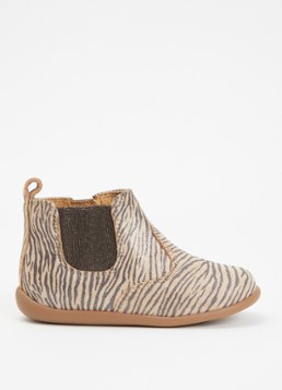 Pom d'Api Meisjes Stand Up Jod Masego enkellaarsje van suède met zebraprint in de kleur Zand, maat: 23