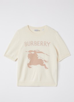Burberry Meisjes Thea fijngebreide top in wolblend met logo in de kleur Gebroken wit, maat: 140