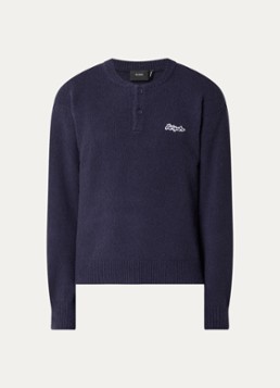 Axel Arigato Heren Tag fijngebreide trui met logo in de kleur Donkerblauw, maat: M