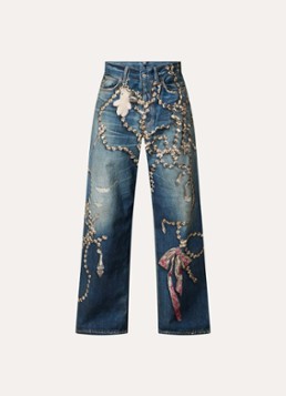 Acne Studios Dames High waist wide leg jeans met print in de kleur Indigo, maat: M