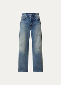 Acne Studios Dames Mid waist wide fit jeans met gekleurde wassing in de kleur Indigo, maat: W31/L32