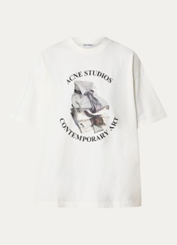 Acne Studios Dames Oversized T-shirt met logoprint in de kleur Gebroken wit, maat: S