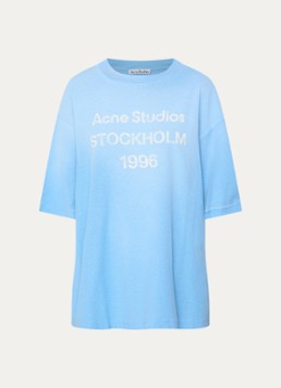Acne Studios Dames T-shirt met logoprint in de kleur Blauw, maat: M/L