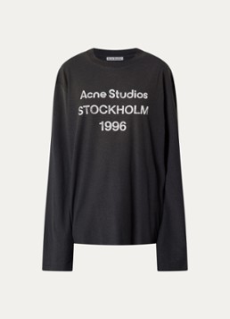 Acne Studios Dames Longsleeve met logoprint en verwassen afwerking in de kleur Zwart, maat: S/M