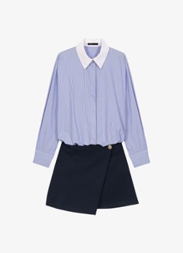 Maje Dames Mini blousejurk met streepprint in de kleur Blauw