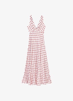 Maje Dames Renisity midi jurk met print in de kleur Rood
