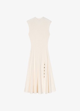 Maje Dames Rimora ribgebreide midi jurk met split in de kleur Beige