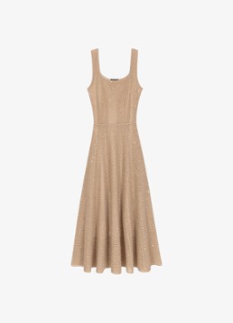 Maje Dames Russelettync midi jurk met strass in de kleur Beige