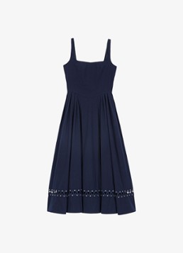Maje Dames Robolite midi jurk met opengewerkt dessin in de kleur Donkerblauw
