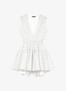 Maje Dames Ribianco mini jurk met streepprint in de kleur Wit
