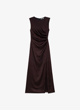 Maje Dames Midi jurk met gedrapeerd detail in de kleur Brown / Bruin