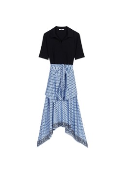 Maje Dames Midi jurk met print in de kleur Lichtblauw