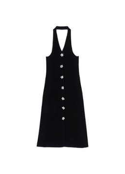Maje Dames Midi jurk met sierknopen in de kleur Zwart