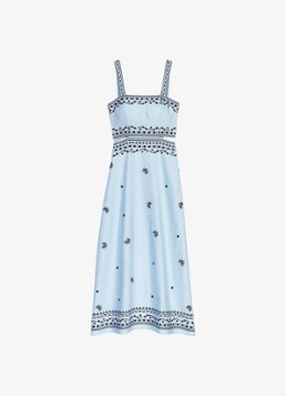 Maje Dames Geborduurd linnen blend maxi jurk in de kleur Blauw