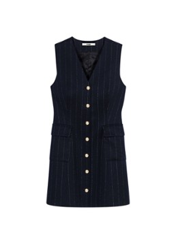 Maje Dames Mini blazerjurk in wolblend met lurex en opgestikte zakken in de kleur Donkerblauw