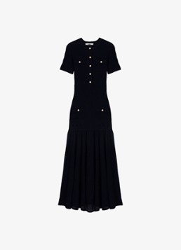 Maje Dames Maxi jurk met sierknopen in de kleur Donkerblauw