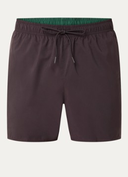 Lacoste Heren Uni zwemshorts met logo en steekzakken in de kleur Donkerbruin, maat: S